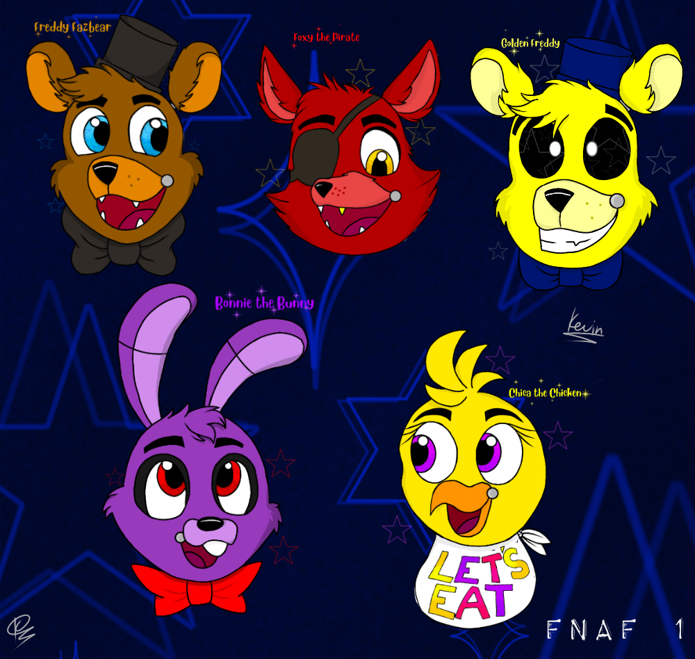 freddy fazbear, foxy, and bonnie (five nights at freddy's and 1 more) drawn  by neytirix