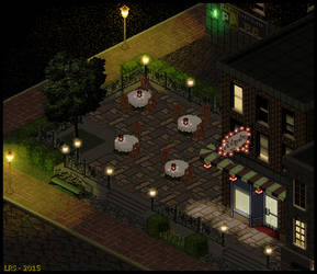 Outdoor Cafe At Night