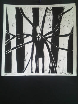 slender man lino print