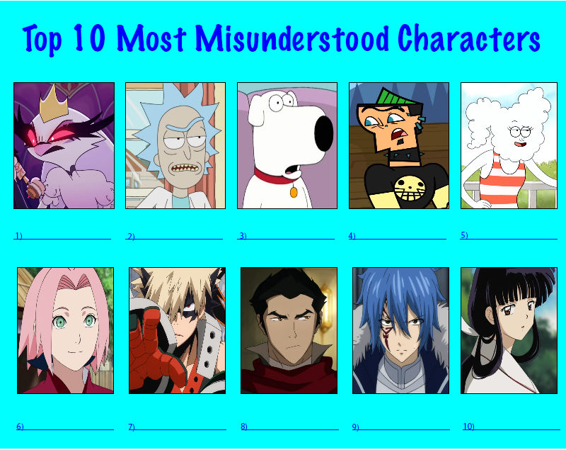 Top 10 Misunderstood Characters by Nikki1975 on DeviantArt