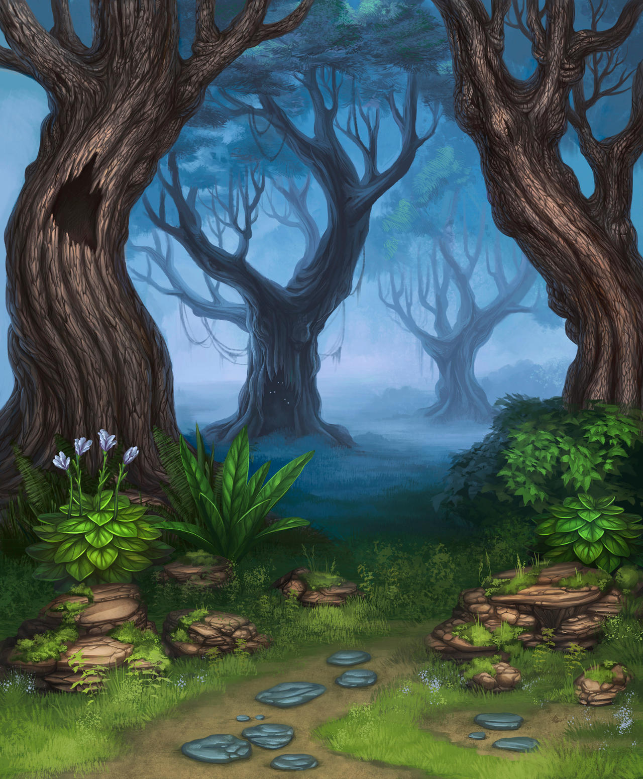 Fantasy forest background by shiningsilverskies on DeviantArt