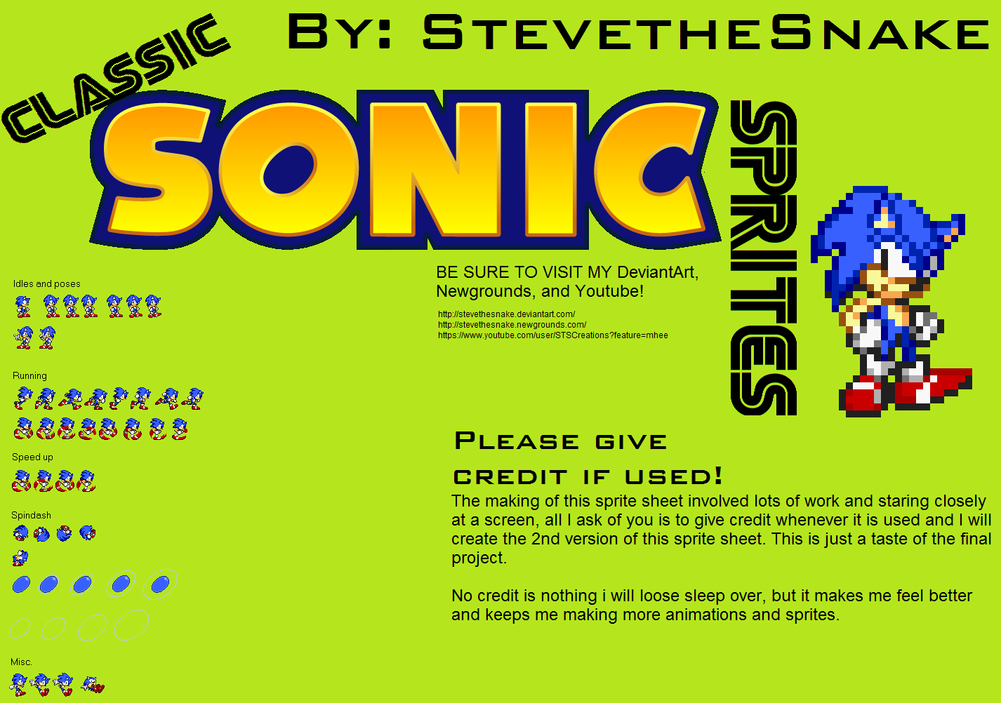 Classic Sonic Sprite Sheet v1.0