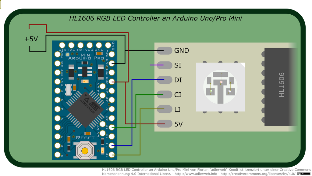 Arduino Ah016 HL1606 RGB LED Controller an Arduino Uno/Pro Mini by adlerweb on DeviantArt