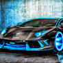 Neon Blue Lamborghini Aventador