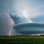 Supercell Storm Cloud lightning Hitting field