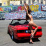 Bikini Girl posing with BMW M3 E30 Convertible 8