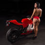 SEXY MOTORCYCLE GIRL IN RED