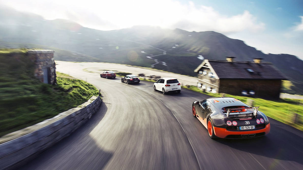 Luxury Sports Cars Racing On Rural Paved Road by ROGUE-RATTLESNAKE on ...