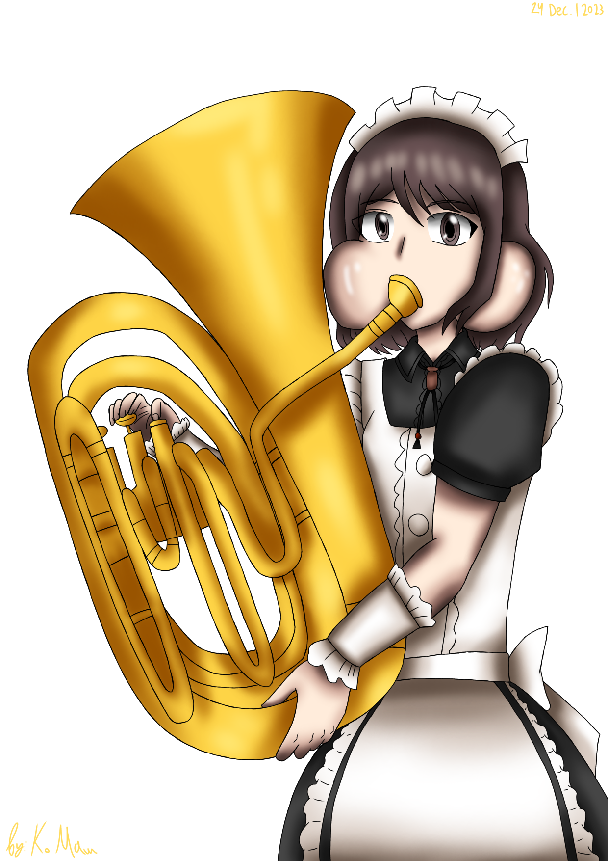 Yukari Akiyama plays the tuba by PoshSpiceKitty on DeviantArt