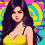 Selena Gomez Portrait Vector Art