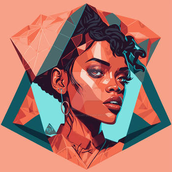 Rihanna Portrait Vector Art