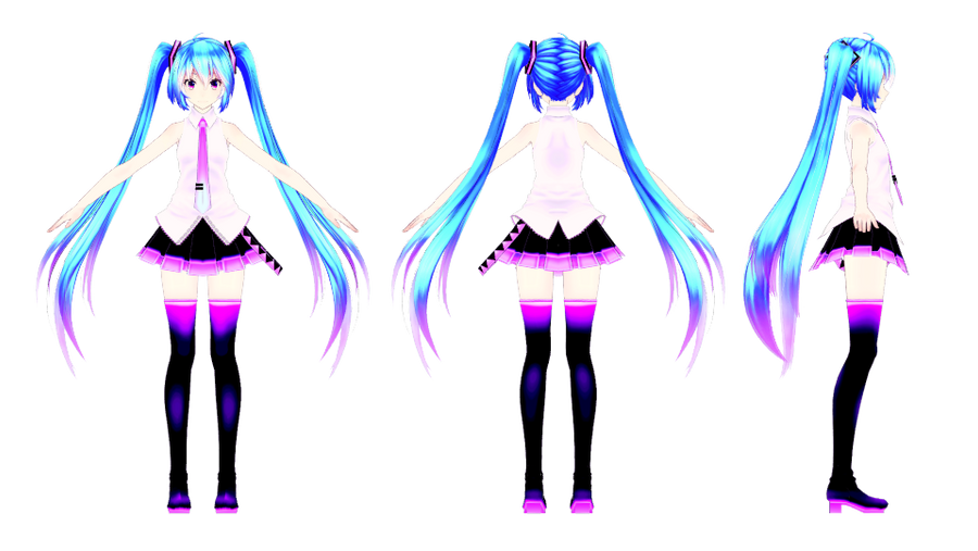 TDA Miku model reference (Recoloring) ver. 2 by KaZudon on DeviantArt