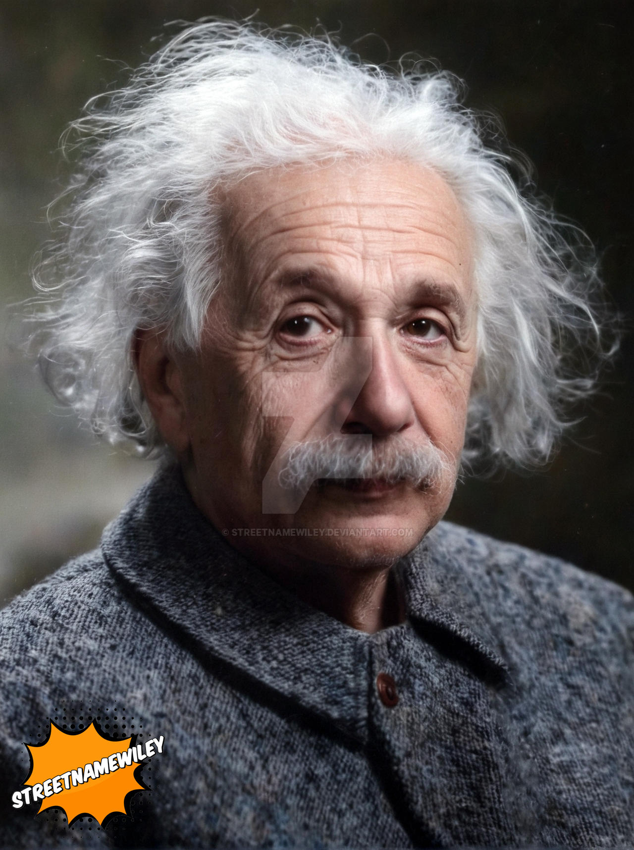 Colorzied Albert Einstein Studio Portrait Colorized by Streetnamewiley on DeviantArt