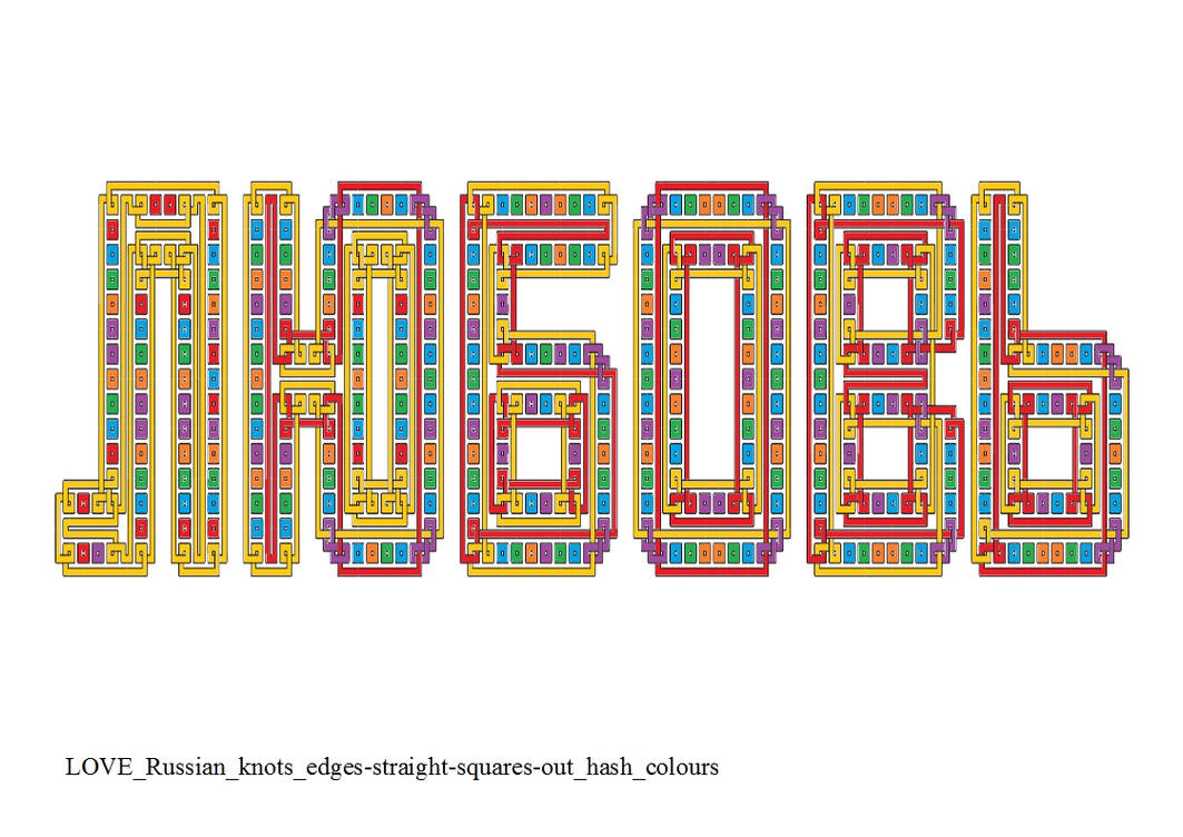 LOVE Russian knots edges-straight-squares-out hash by ...