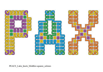 PEACE Latin knots Middles-squares colours