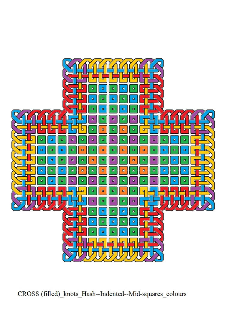CROSS (filled) Hash--Indented--Mid-squares colours by ...