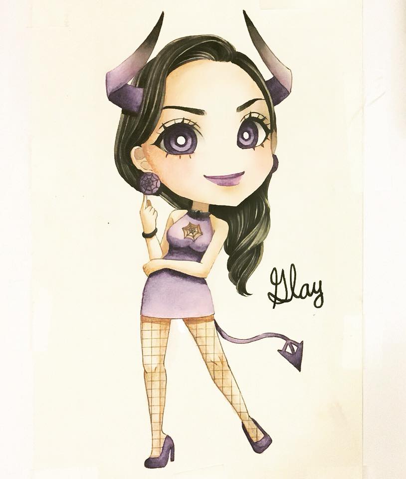 Watercolor Painting of Chibi Glay