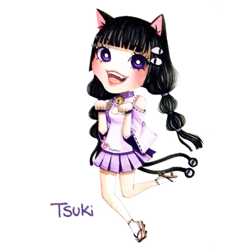 Watercolor Painting of Chibi Tsuki