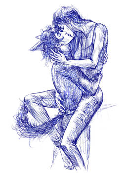 Beloved Kissing in Blue