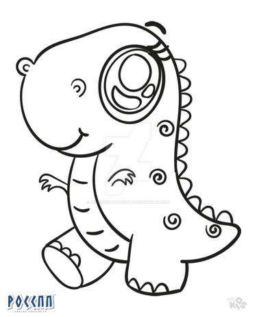 Desenho de Dinossauro kawaii em cupcake para colorir