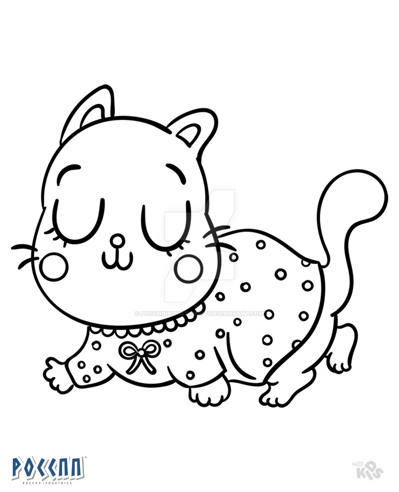 Desenho de gato kawaii para colorir