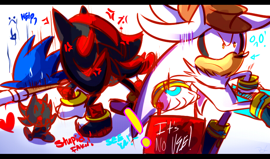 Shadow's throw of Sonic down!