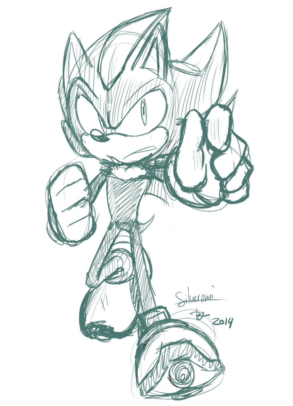 Shadow the Hedgehog Sketch ( Free Color )