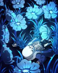 Undertale: The skeleton in flowers.