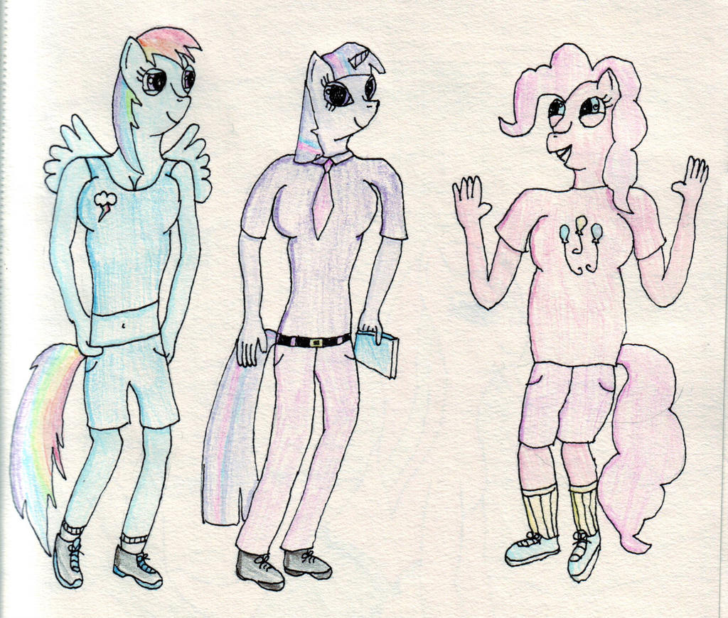 Anthro Ponies- Dash, Twilight, Pinkie