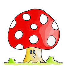 Little red happy mushroom