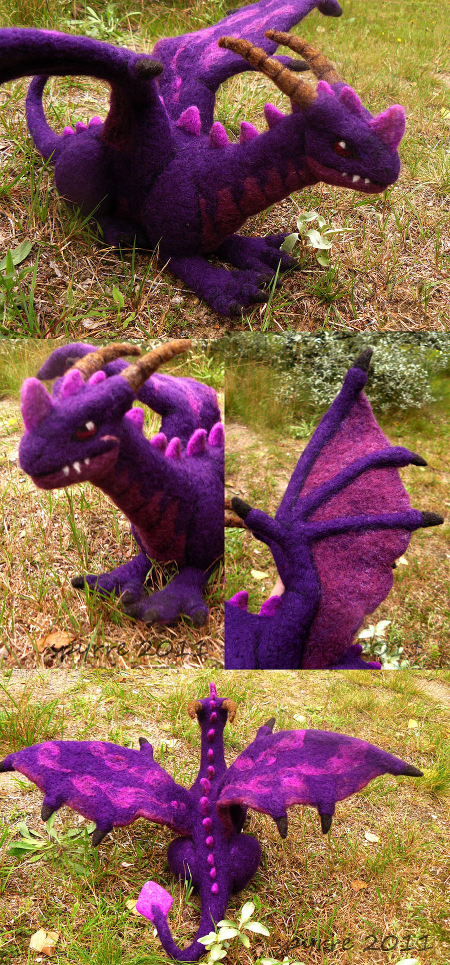 Felted purple dragon