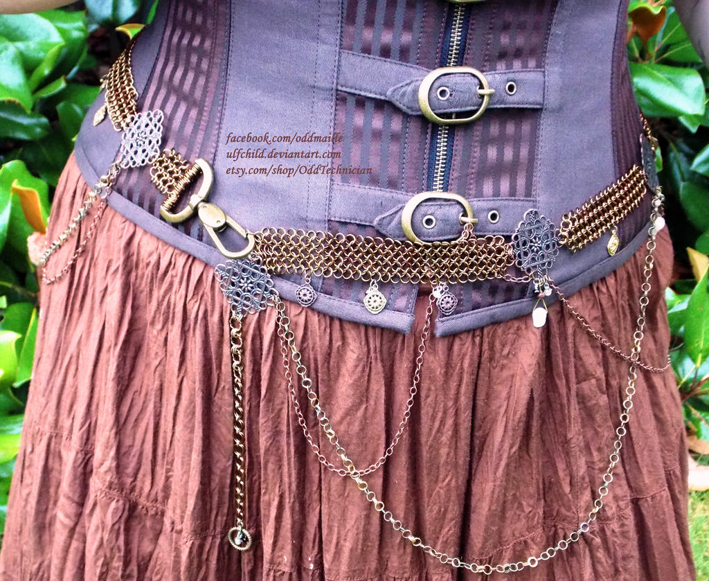 Brass and Copper Chainmail Belt - Display Outfit 3