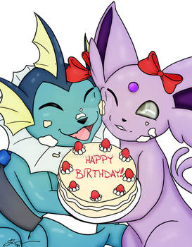 Pokemon with a Birthday Cake