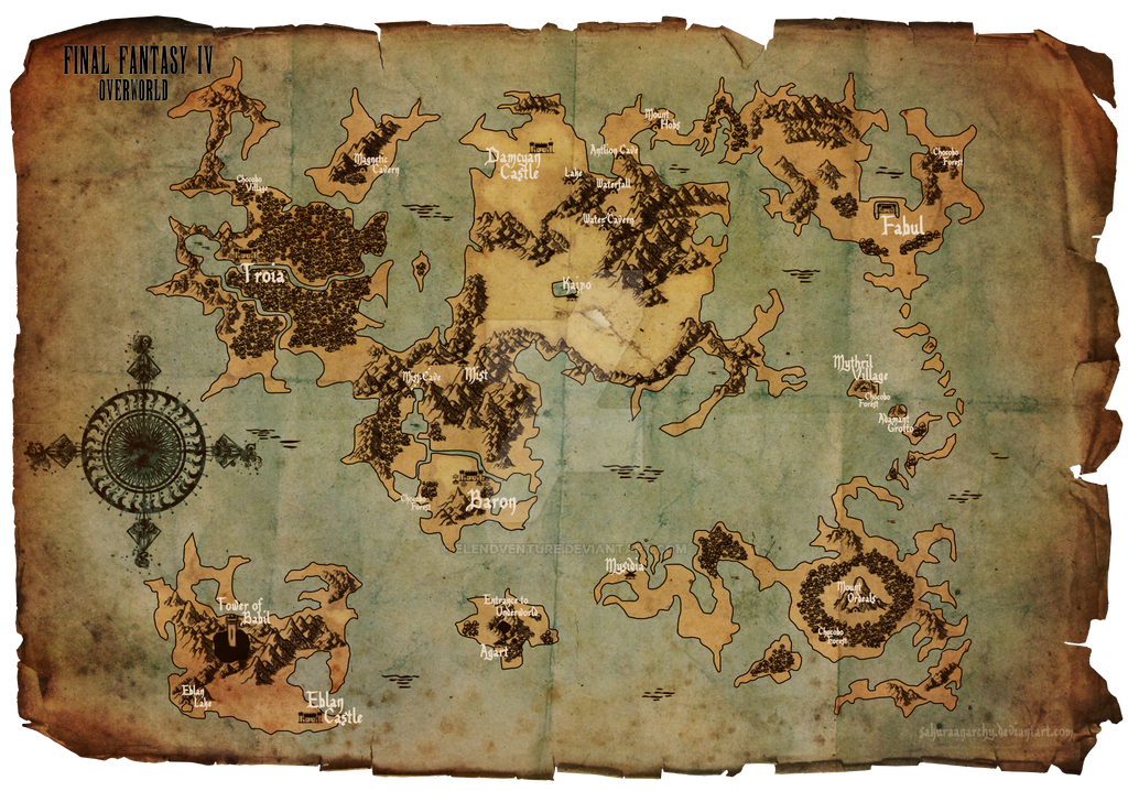 Ff4 World Final Fantasy Iv Overworld Map By Sakuraanar by ElendVenture on DeviantArt