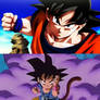 Son Goku is ready to battle a Son Goku GT.