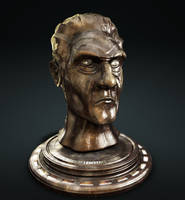 A bronze sculpted head