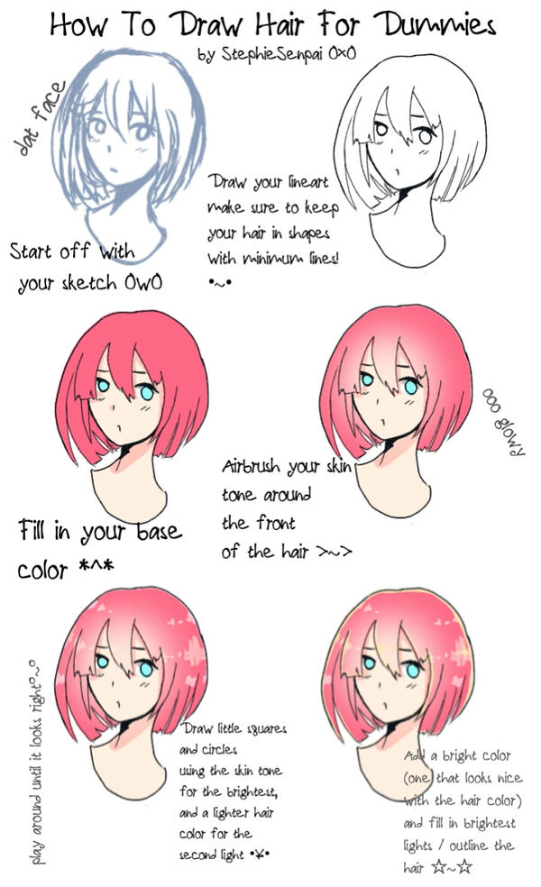 How to draw and color anime hair