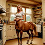 Blonde Centaur In Kitchen