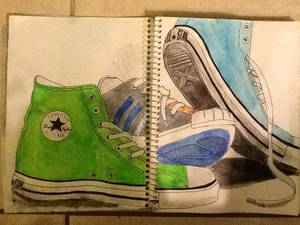 Sneakers in mixed media