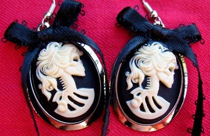 Skull Goddess Cameo Earrings