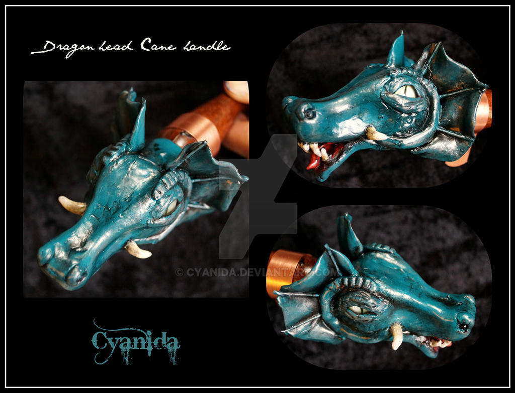 Steampunk Dragon head cane handle