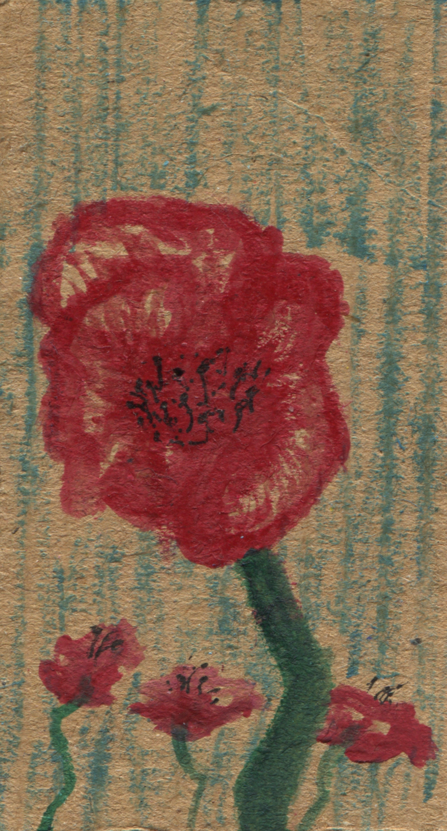 Poppies on cardboard 1