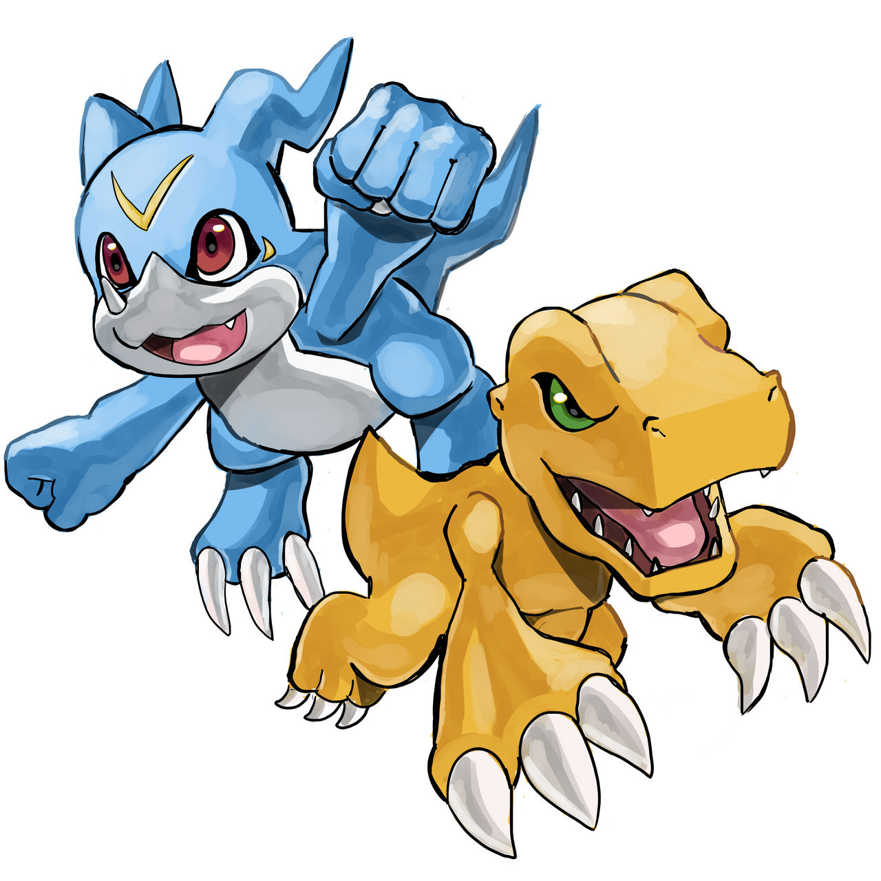 Agumon and Greymon Alcohol Marker Drawing by OrangeSquidy64 on DeviantArt
