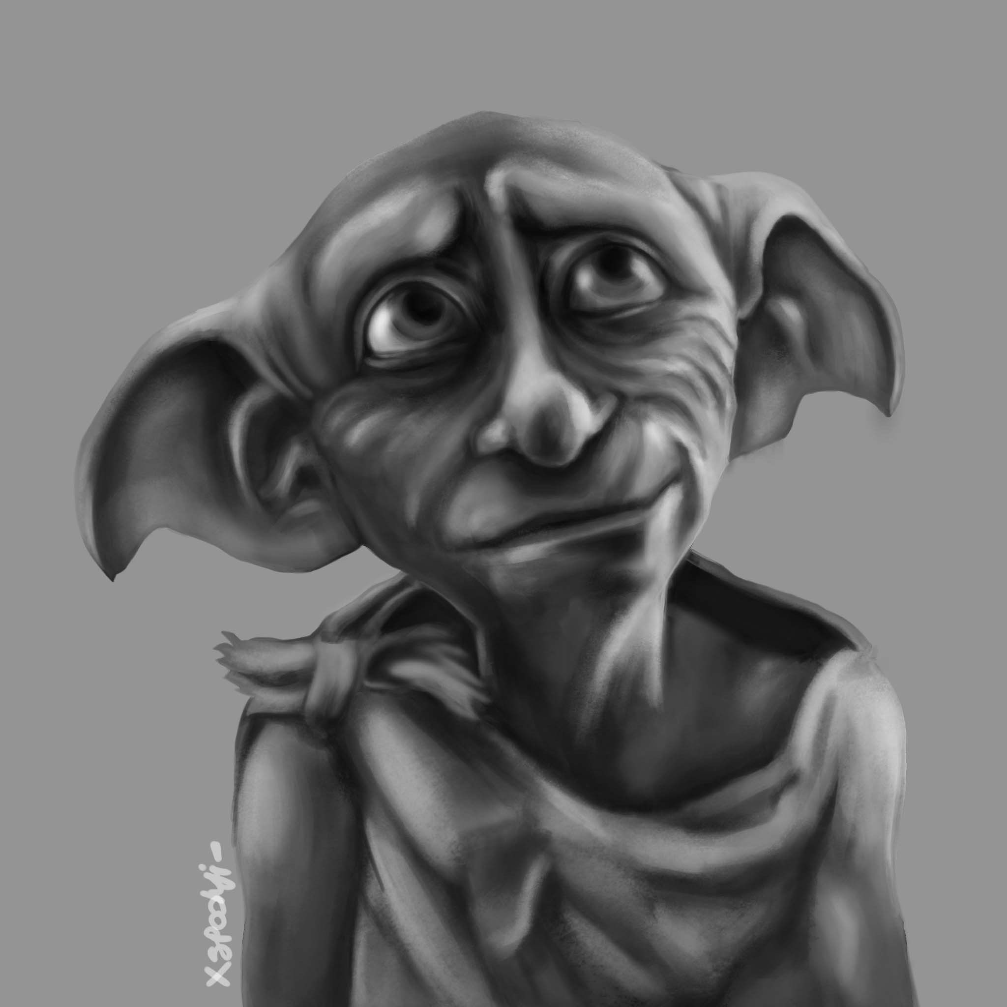 Dobby fanart (bw) by xspookyj on DeviantArt