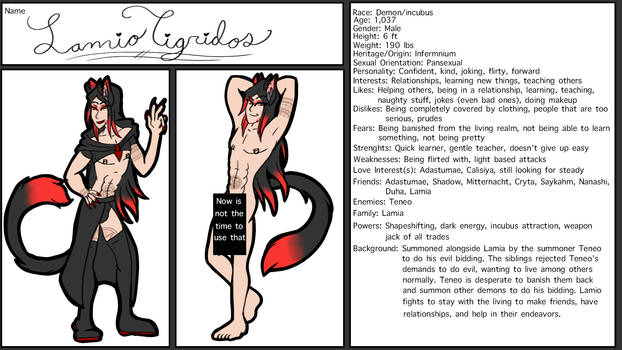 Character Profile Lamio Tigridos