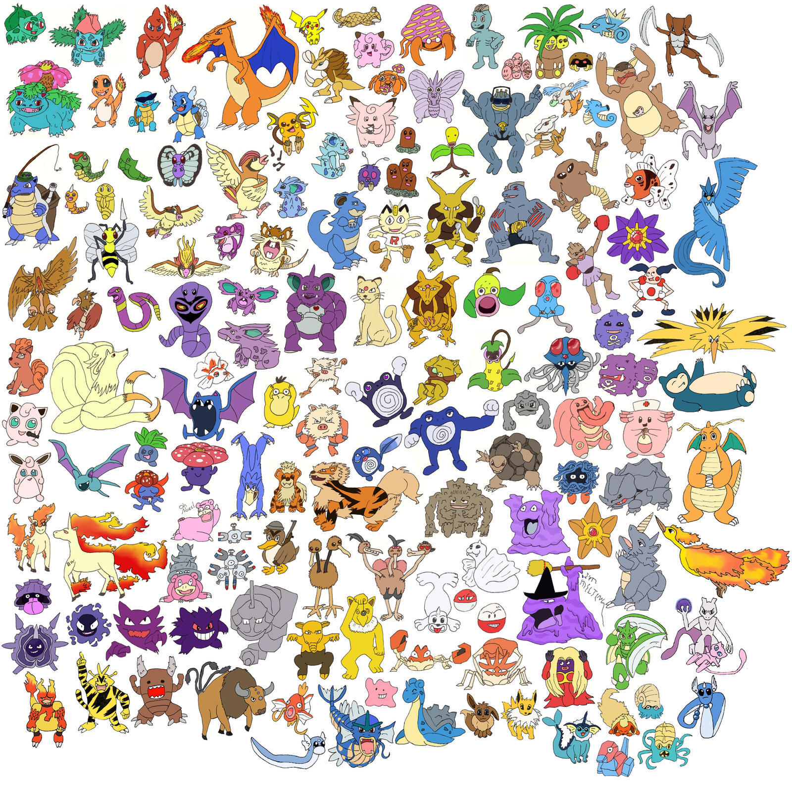 All 151 Original Pokemon by bilzar on DeviantArt