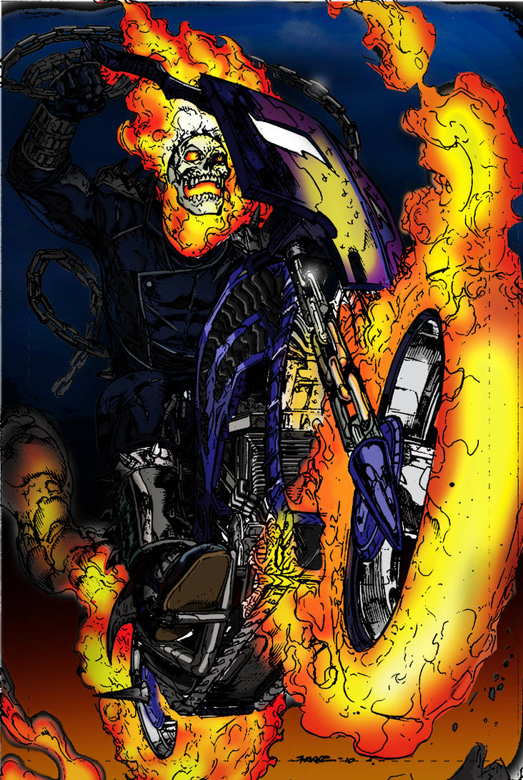 Zombie Rider X Colering Ghost Rider colored by shubcthulhu on DeviantArt