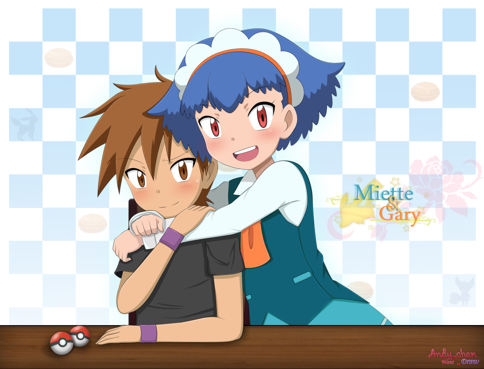 Gary Oak x Miette (Request of Undergrizer) by Andy-chanWantToDraw on.