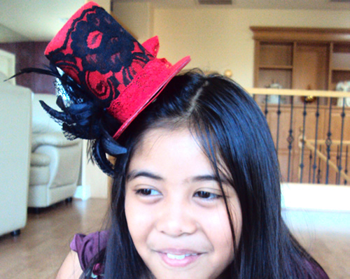 Red and  Black Mini Top Hat