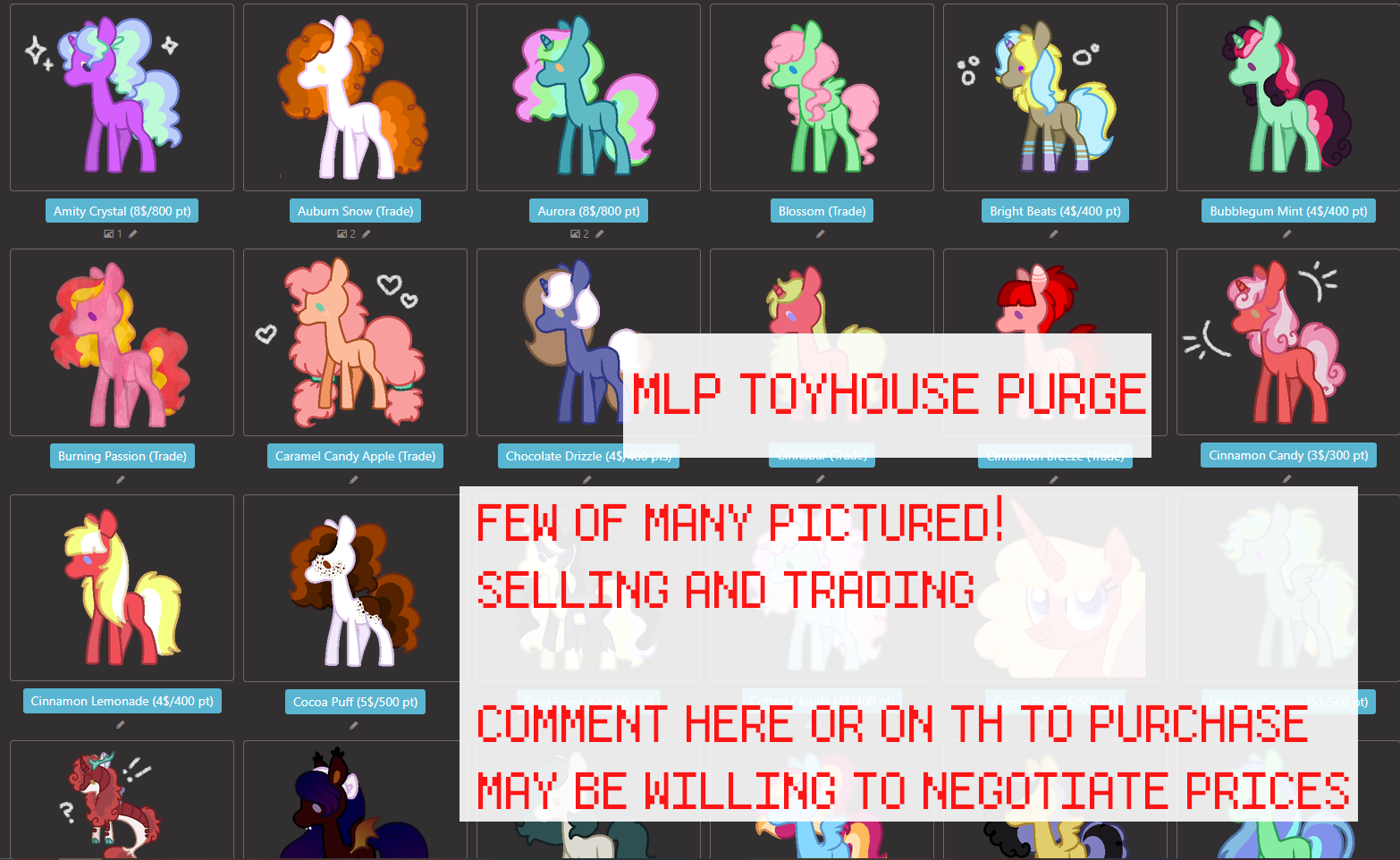 MLP TOYHOUSE PURGE, SELLING AND TRADING!
